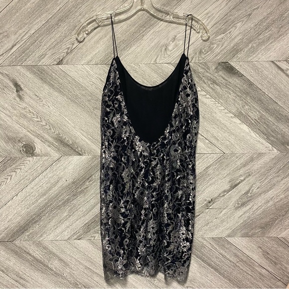 Pamela Dennis NYC | Vintage Lace Silk Dress Silver And Black Size 8 - Picture 11 of 11